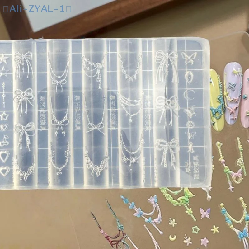 【ZYAL-1】드래곤 본 3D 실리콘 네일 몰드 꽃 리본 별 체인 네일 템플릿 DIY 네일 아트 장식 매니큐어 디자인