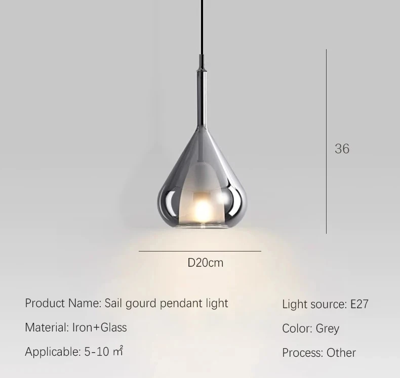 Description Picture 6 of itemModern Bedroom Glass Decor Hanging Lamp Modern LED Pendant Light Nordic Simple Dining Room Kitchen Bar Counter Lighting Fixture