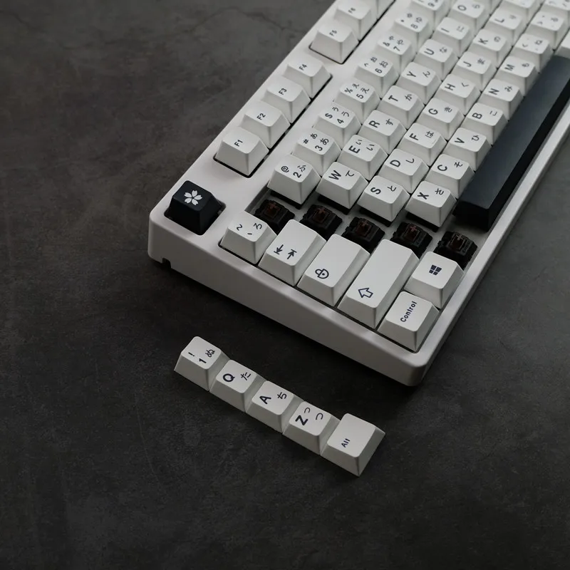 Minimalist White Black Style PBT keycaps For Mechanical keyboard