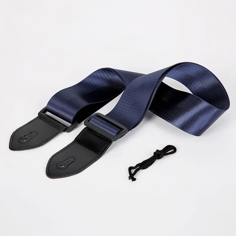 Solid-colored Adjustable Guitar Strap with PU Leather Ends - Suitable for Electric, Acoustic, and Bass Guitars