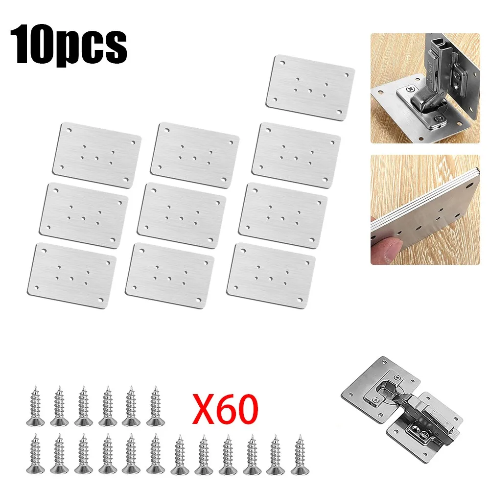 1/2/4/10Pcs Hinge Repair Plate Cabinet Furniture Drawer Table Scharnier Stainless Steel Household Hardware Hinge Fixing Plate