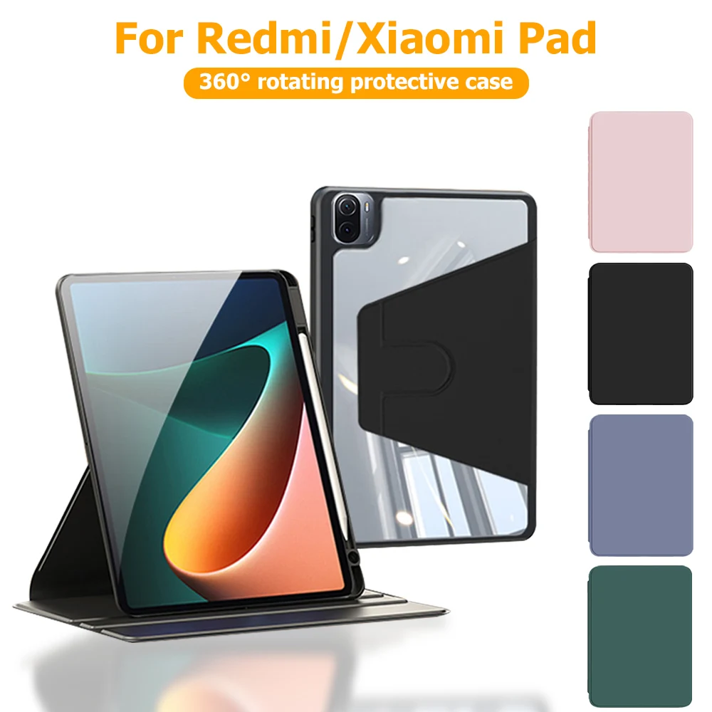 360° Rotating Acrylic Tablet Case with Pencil Holder - Fits 11.2 Tablets