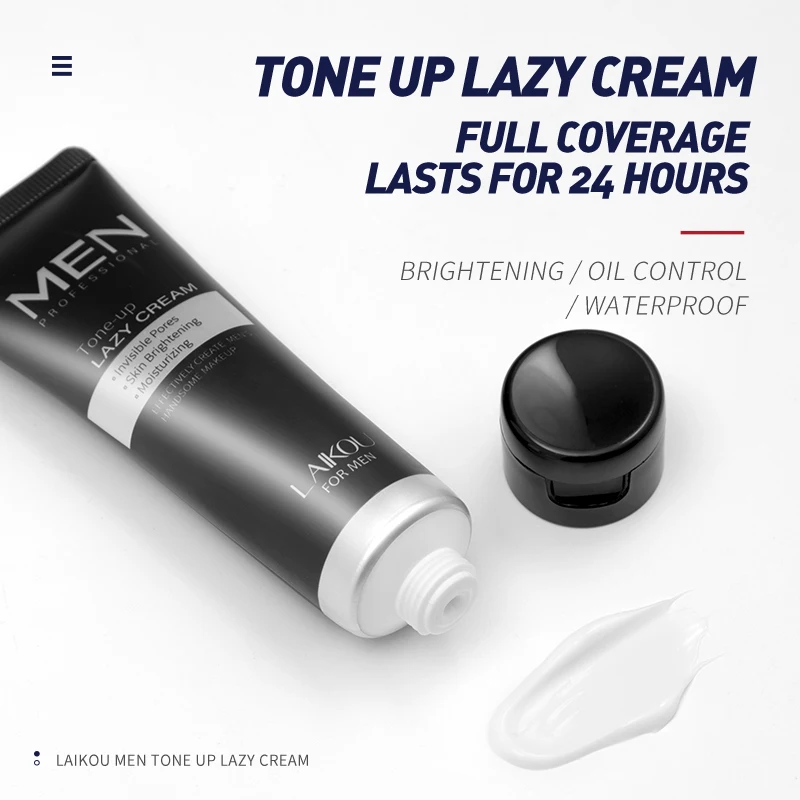 LAIKOU Men BB Cream Revitalising Nourishing Brighten Natural Whitening Face Foundation Tone Up Cream Concealer 50g