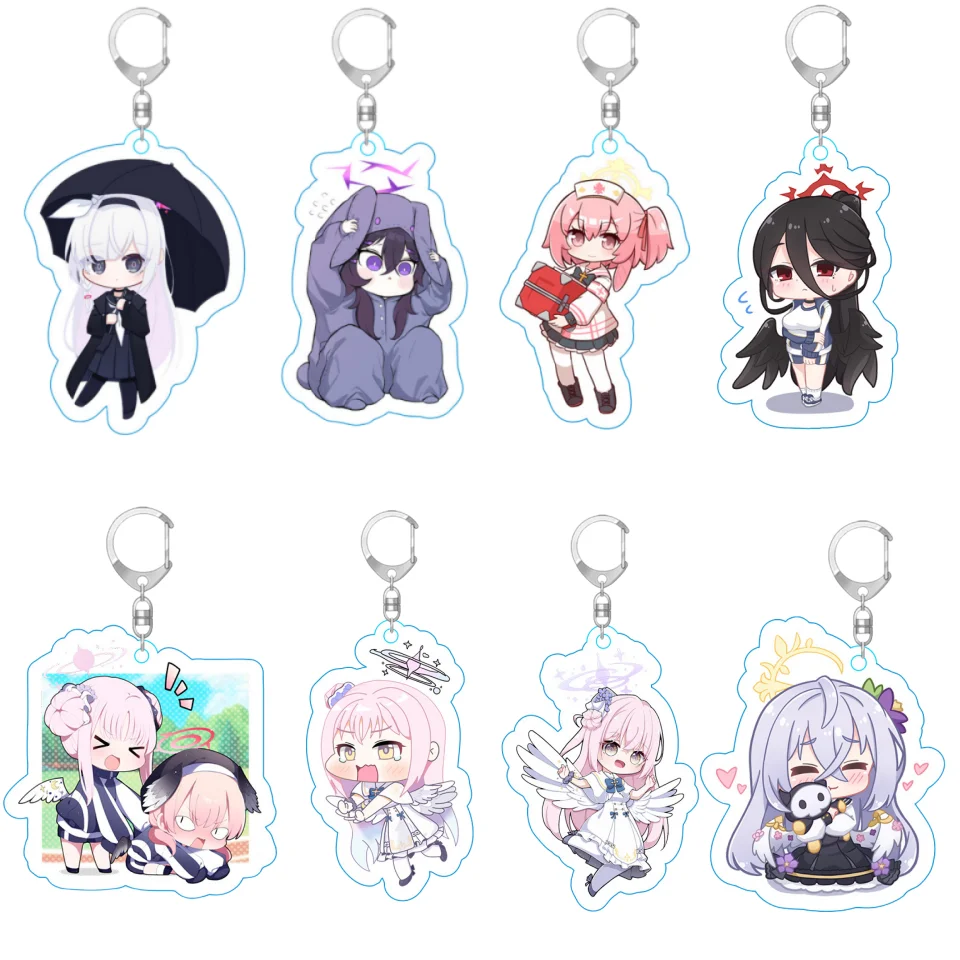 Cute Game Anime Blue Archive Lovable Kosaka Wakamo Misono Mika Urawa Hanako Cosplay Acrylic Kawaii Keychain Bag Pendant Gift