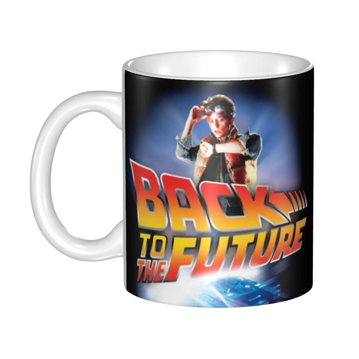 Customized Back to the Future Ceramic Mug - Sci-Fi Inspired Tea, Milk, Coffee & Beer Cup for Outdoor and Work Adventures
