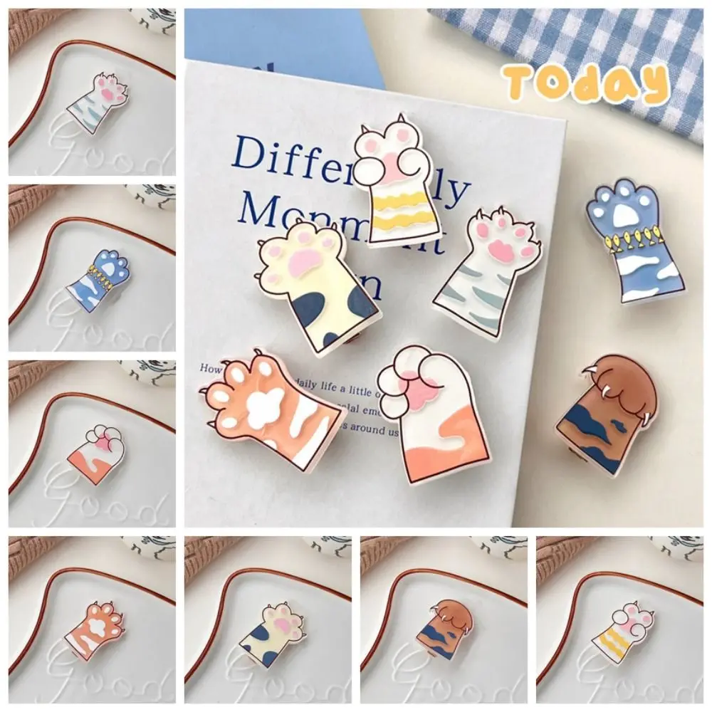 Fish Cat Paw Hair Clip Fashion Animal Paw Candy Color Children Hairpin Stripe Korean Style Acrylic Duckbill Clip Daily stripe cat paw hair clip sweet animal paw candy color children hairpin headwear cartoon acrylic duckbill clip daily