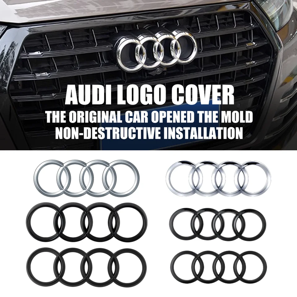 thumbnail image 2 of Audi Rear Logo Bling Cover - Rhinestone Emblem Decal For A4 A6 A8 Q3 Q5 Q7 Models, Zinc Alloy Design 2 of 12