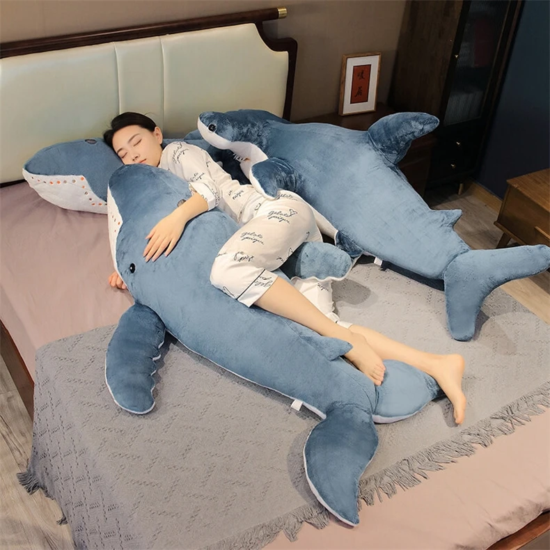 Giant New Whale Plush Toys Big Soft Stuffed Sleeping Pillow Cute Sea