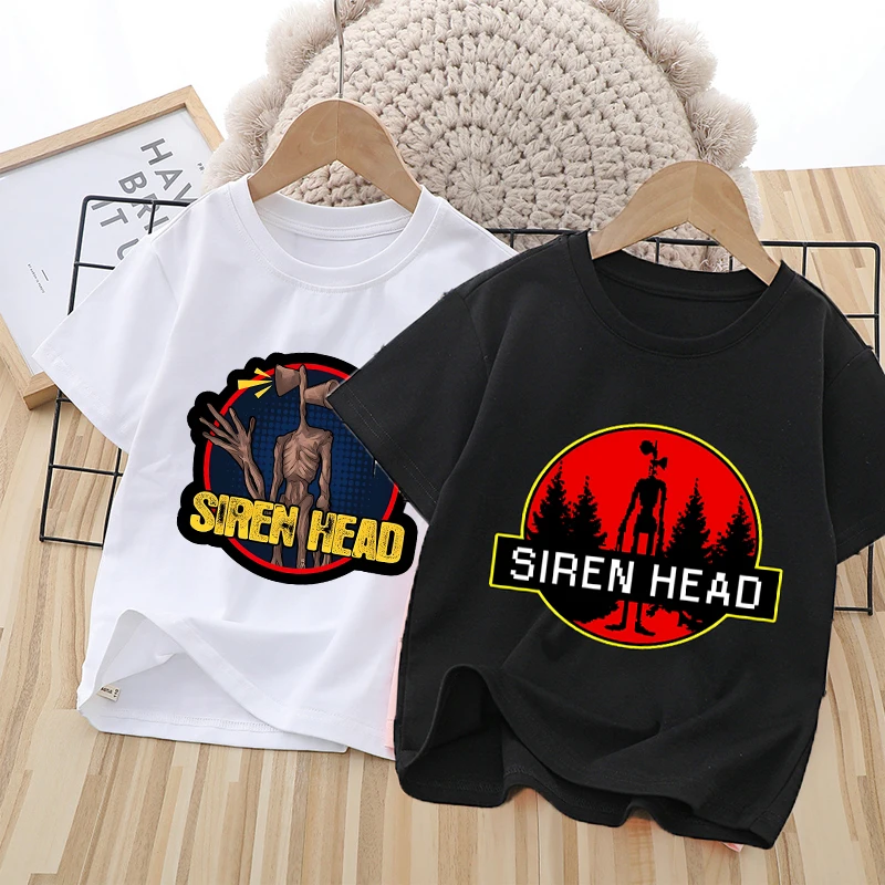 아동용 사이렌 헤드 티셔츠, 여아 및 남아용 여름 의류, 아기 코튼 티셔츠, 인쇄 반팔, 어린이 상의, 유아 애니메이션 티