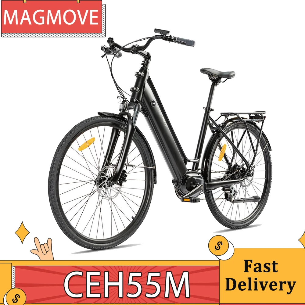 Magmove Ceh56M 28 Pollici City Electric Bike Bafang Mid-Drive 250W Motore 25 Km/H Velocità 36V 13Ah Batteria 100Km Portata Massima 150Kg Carico