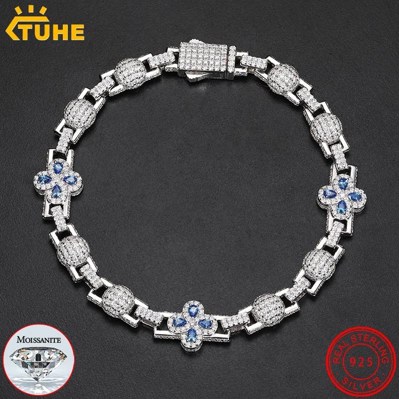 High Quality Classic Unisex Moissanite For 925 Silver Necklace Cuban Chain Moissanite Bracelet Hip Hop Jewelry Gift