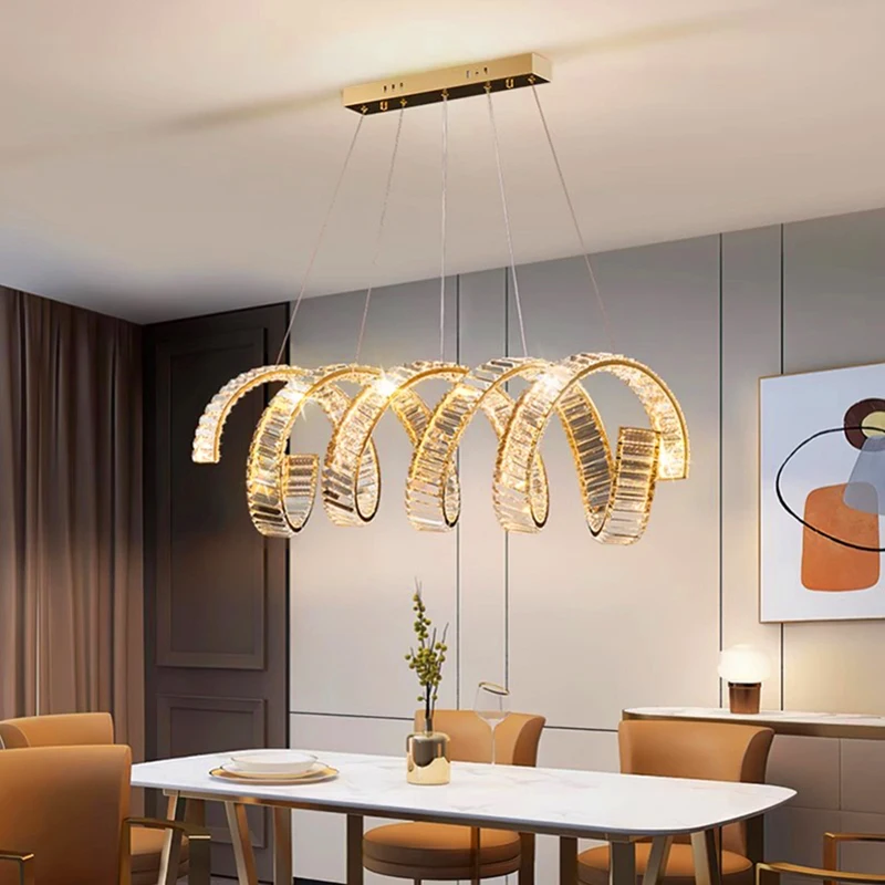 

Modern home decoration salon lamps for living room smart crystal Pendant lights dining room indoor lighting
