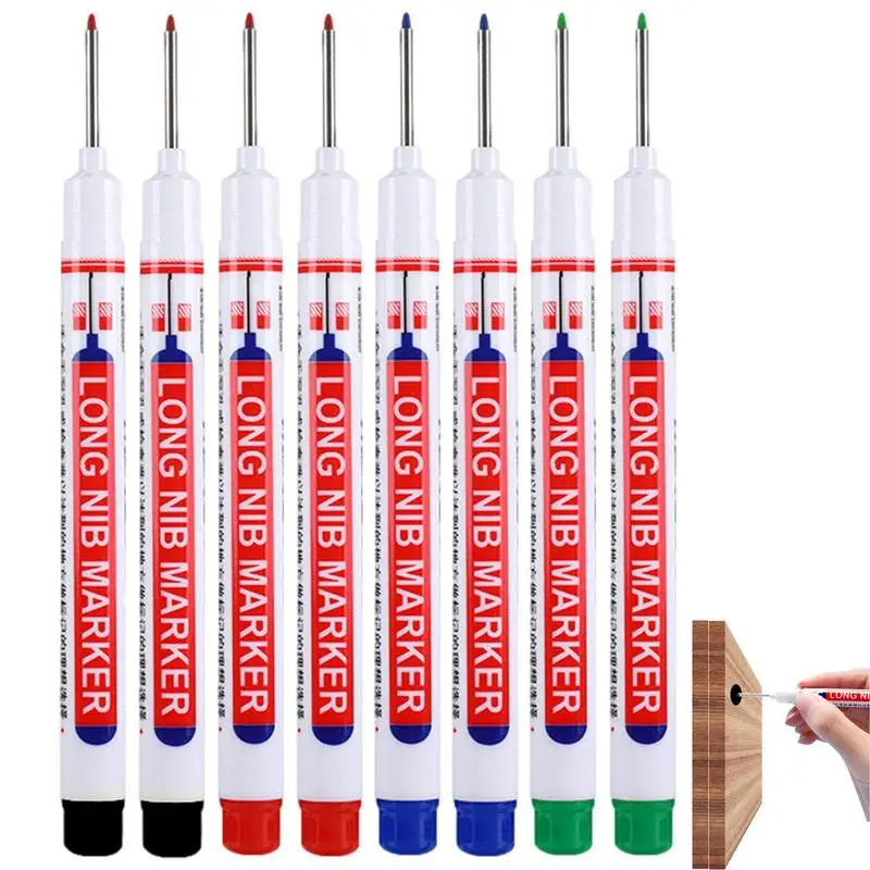 

Long Nose Marker 8 Pcs Long Nib Scriber Waterproof Wood Burning Pen Marker For Crafting & Carpenters Builders Construction DIY