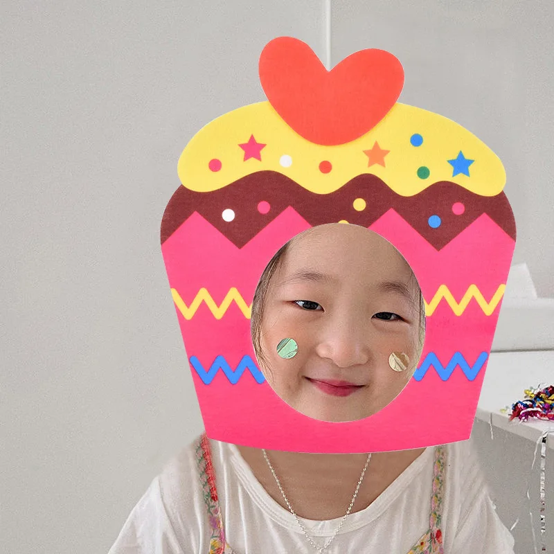 Funny Photo Props Non-Woven Cake Hat Decoration Mask Happy Kids 1st Birthday Party Cake Hat Gift Cake Style Headgear Hat