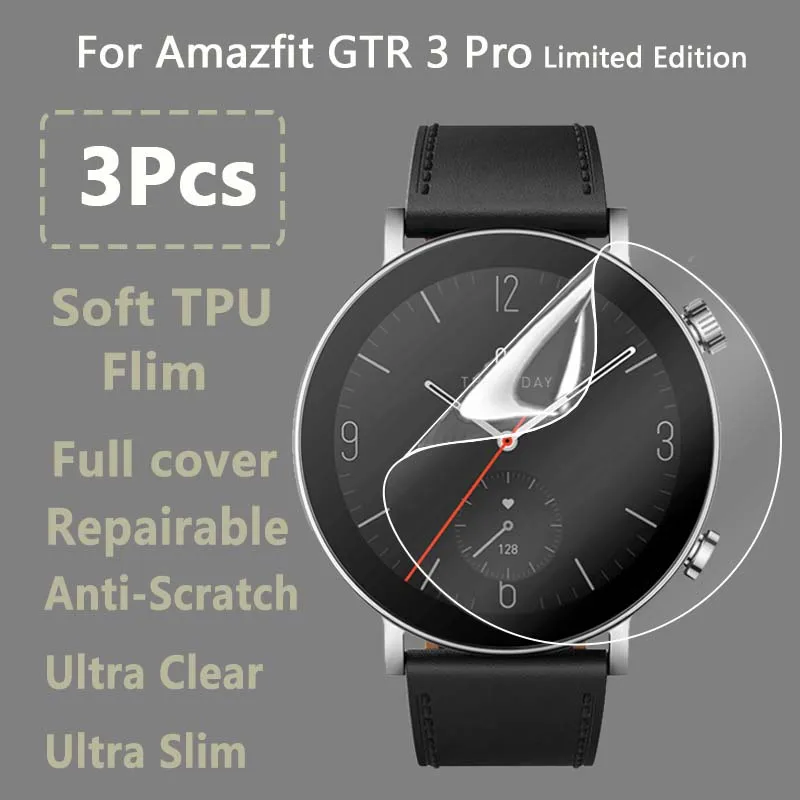 3 Pezzi Per Amazfit Gtr 3 Pro Limited Edition Smart Watch Clear Ultra Slim Soft Hydrogel Film Screen Protector-Non Vetro Temperato
