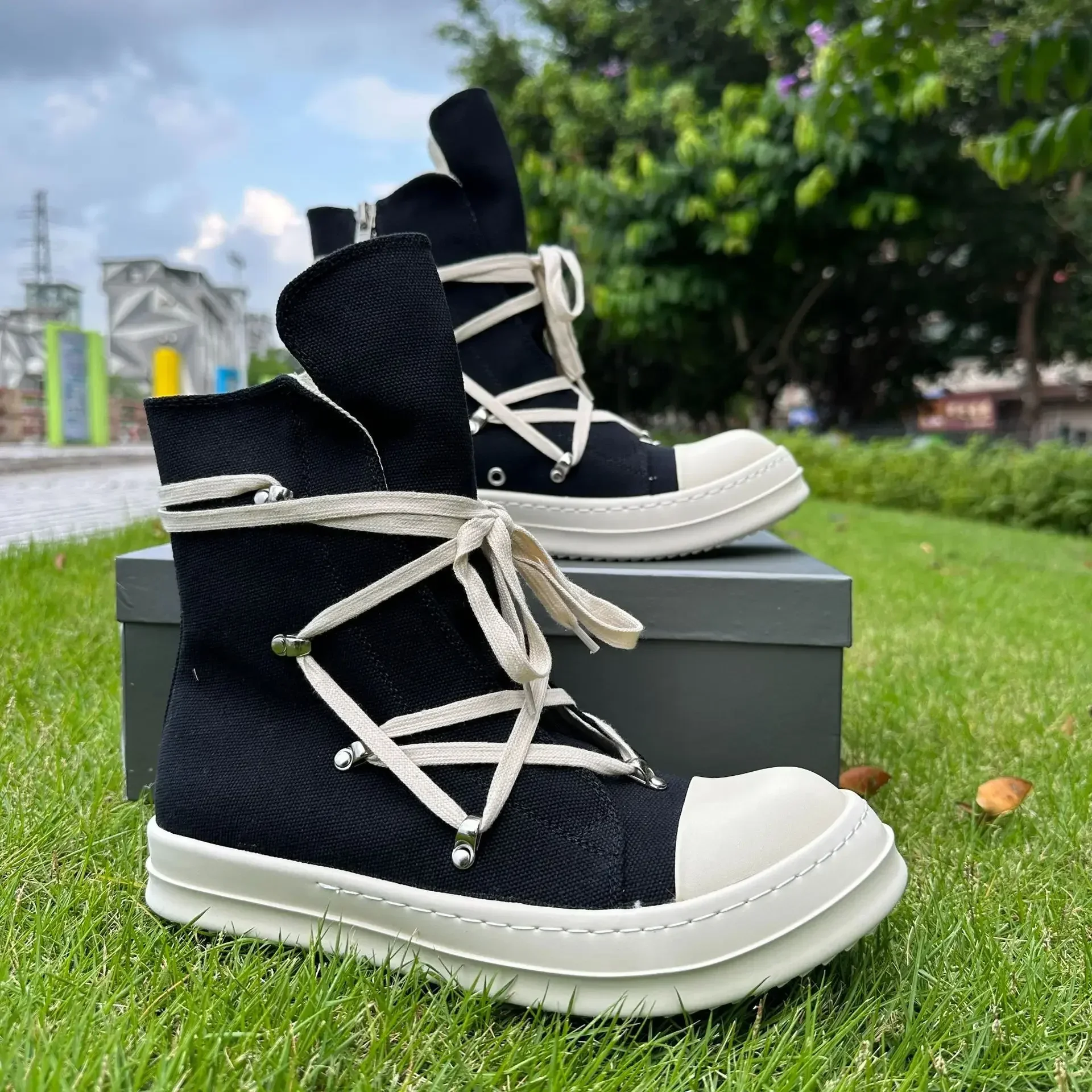 RO High Quality Spring Casual Shoes Women Boots Trend 2023 Platform Men's and Women's High Top All Match Canvas Shoes Sneakers
