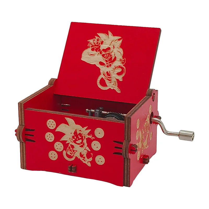 Wooden Hand-cranked Dragon Ball Engraving Music Box Exquisite Birthday Gift,music box