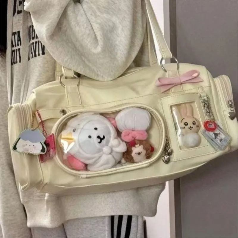 JIAERDI Transparent Silver Itabag Women Versatile Double Sided Pocket Casual Pain Bag Girls Harajuku Aesthetic Shoulder Bags New