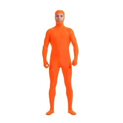 Vibrant Fluorescent Zentai Cosplay Bodysuit - Skin Tight Disappearing Jumpsuit - 190cm (Fluorescent orange - 2)