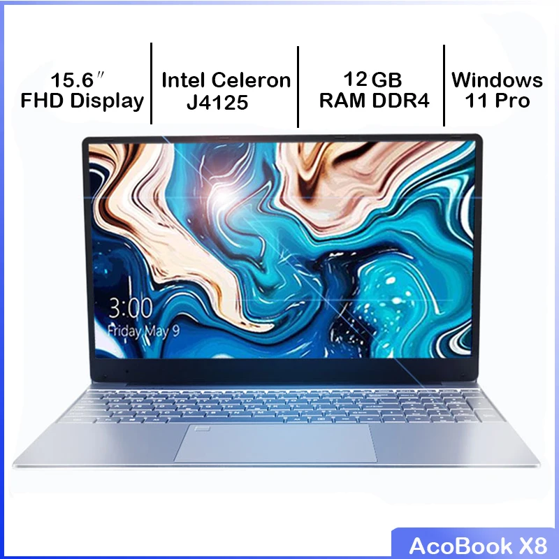 15.6 "Display Laptop 12Gb Ram 128/256/512/1Tb Ssd Notebook Windows 10/11 Pro Intel J4125 Celeron Quad Core Laptop