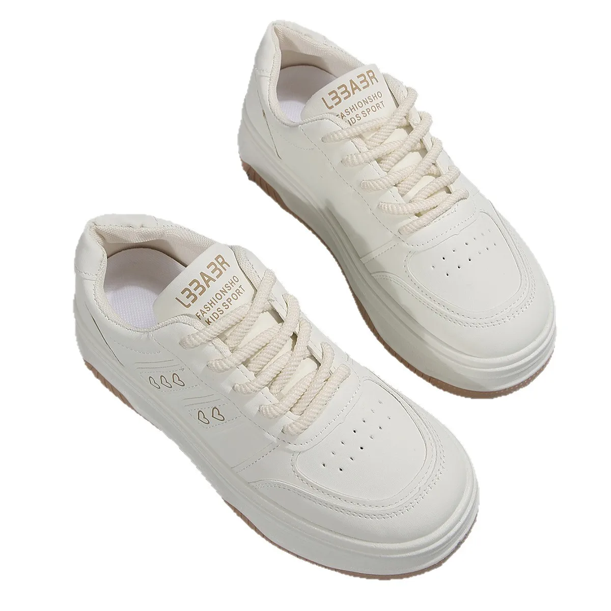 Women's Thick Bottomed Classic White Sneakers Spring/autumn Fashion Round Toe Lace Up Casual Comfortable Women's Shoes