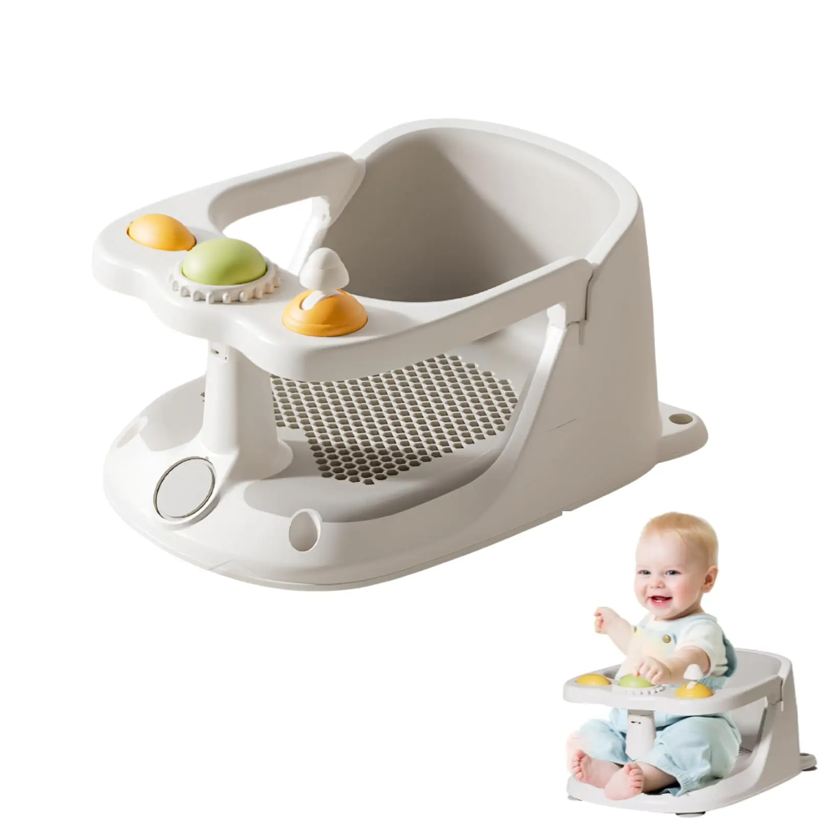 Siège de bain pour bébé de 6 mois et plus, chaise de bain avec coussin antidérapant, Design enveloppant, siège de bain pour bébé en bas âge avec coussin doux