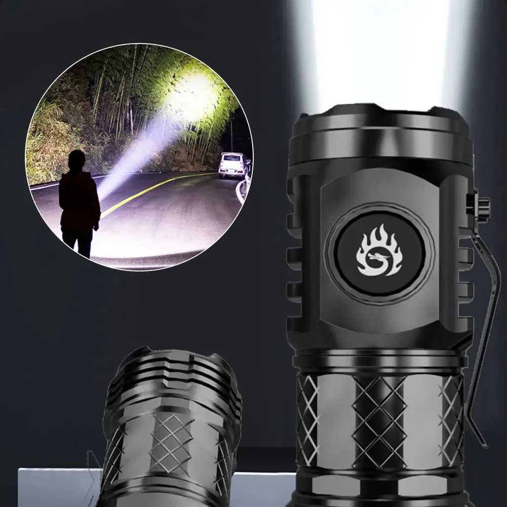 

Three-eyed Mini Flashlight Super Power Led Usb Rechargeable Tactical Pocket Flashlight Three Eye Long-range Lamp For Outdoo H3b6
