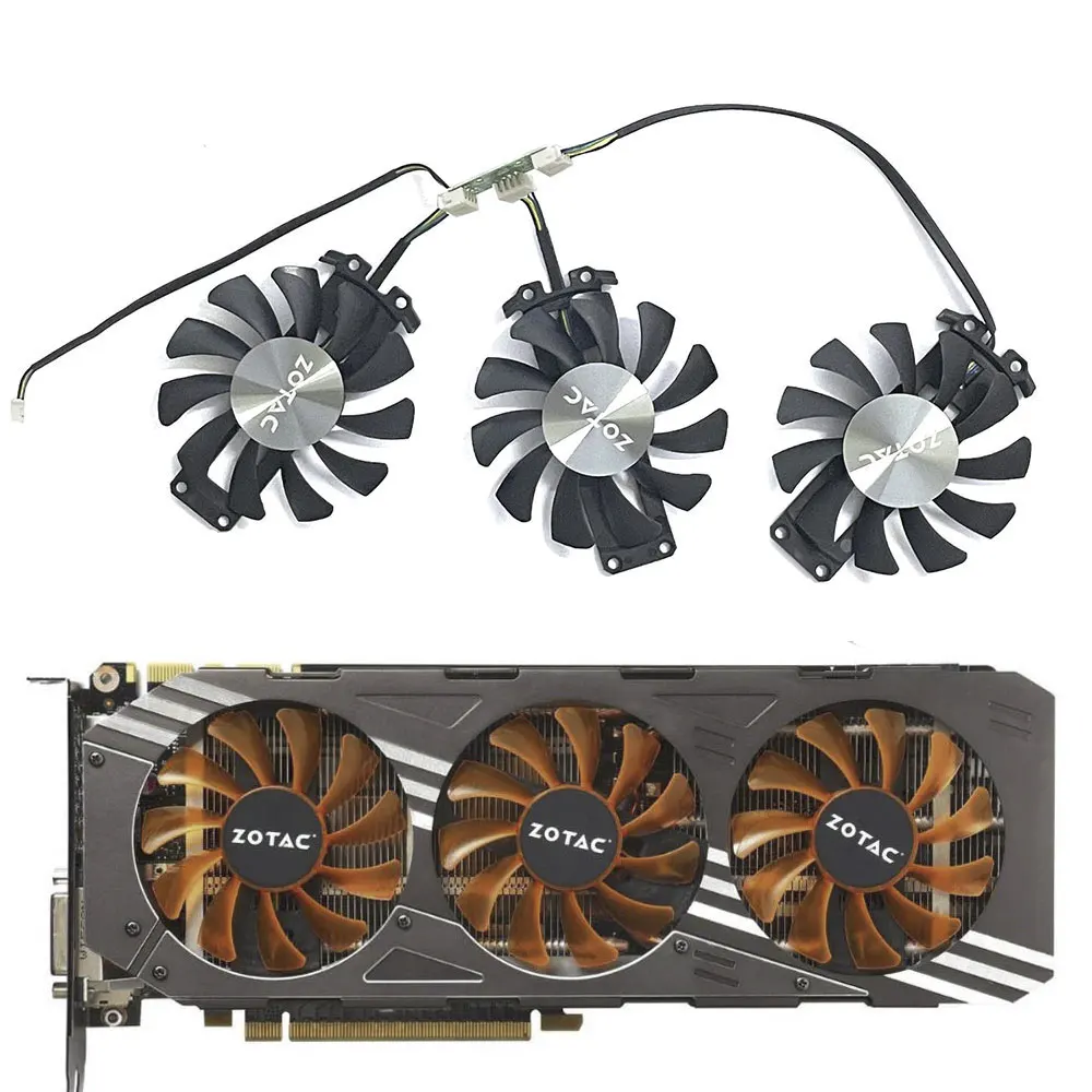Il Raffreddamento Della Scheda Grafica Muslimex 4Pin Dc 12V 0.38A 75Mm Gtx 980 Si Applica Alla Ventola Di Raffreddamento Grafica Zotac Gtx 980-4Gd5 Am