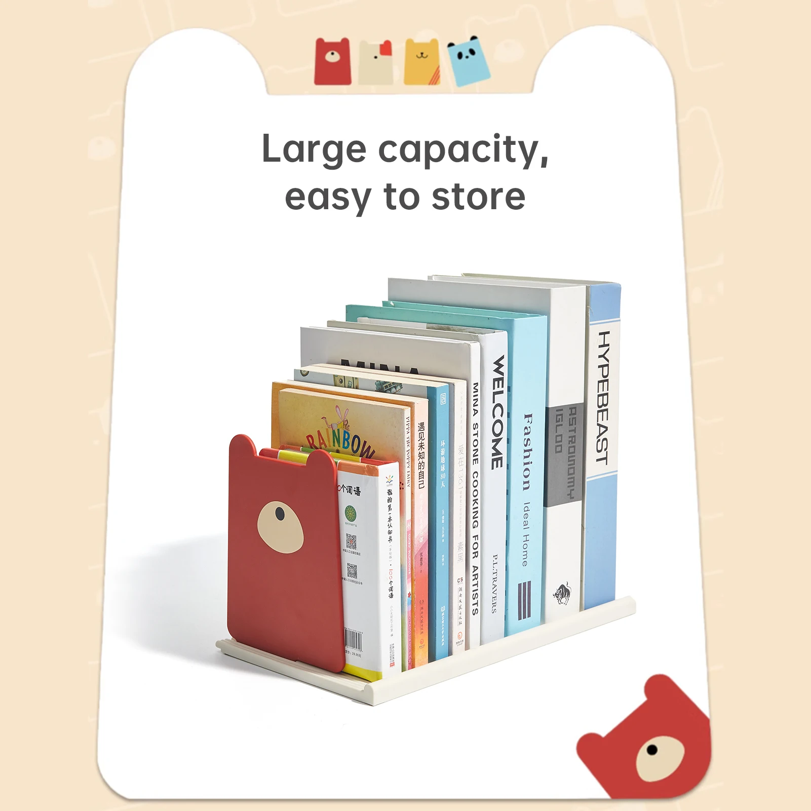 Desktop Book Oganizer 4 Sections with 7 Adjustable Positions File Sorter Vertical Desk Shelf Envelope Document Folder