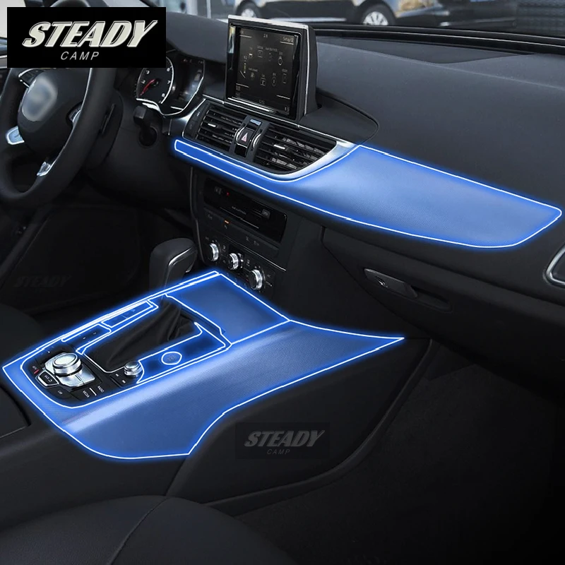 For Audi A6 S6 A7 C7 2012-2017 2018 Car Interior Center Console Transparent TPU Protective Film Anti-scratch Repair Accessories чехол для навигатора esirsun mmi хромированный для audi a6 s6 c7 a7 rs6 rs7 2014 2015 2016 2017 4g0919069