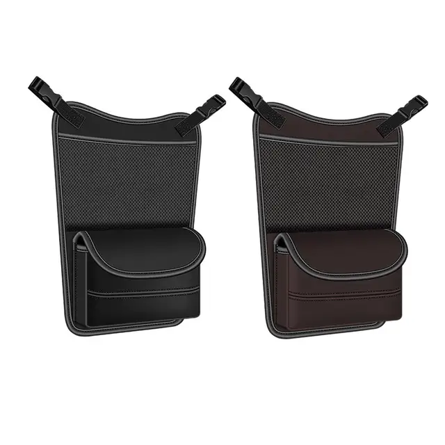 Seat Organizer Car Net Pocket between Seats Tissue Box Organizer PU Leather Large Capacity Automotive Consoles Organizers 1