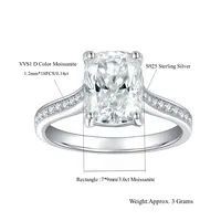 Follow Cloud 7x9mm Rectangle 3 Carat Moissanite Ring 925 Sterling Silver Moissanite Diamond Wedding Band for Women Wedding Party 2