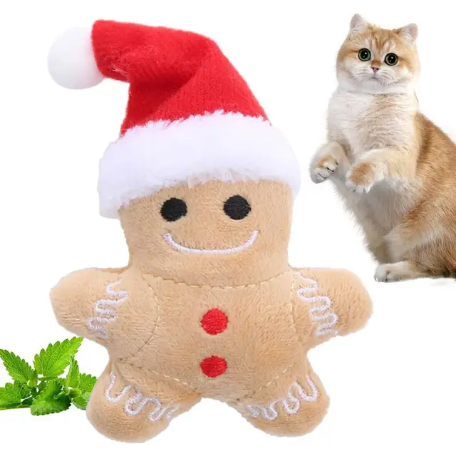 Christmas collection cute cat toys Christmas hat gingerbread man bite resistant teeth interactive play pet supplies