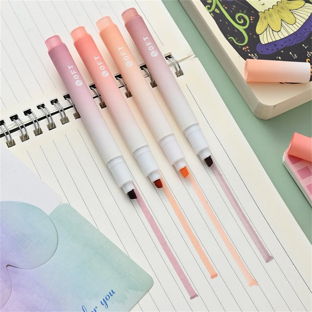 4pcs/set Kawaii Marker Pens Colorful Highlighters Painting Tools DIY Spot Liner Drawing Graffiti Markers School Office Supplies - 4