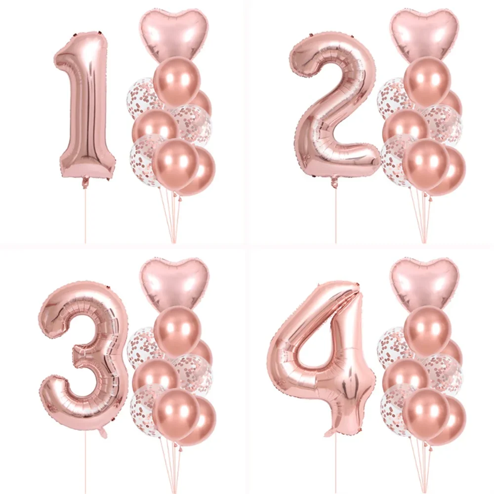 10 Teile/satz 32 zoll Rose Gold Anzahl Ballons Geburtstag Party Hochzeit Feier Zeremonie Hochzeit Raum Dekoration Lieferungen
