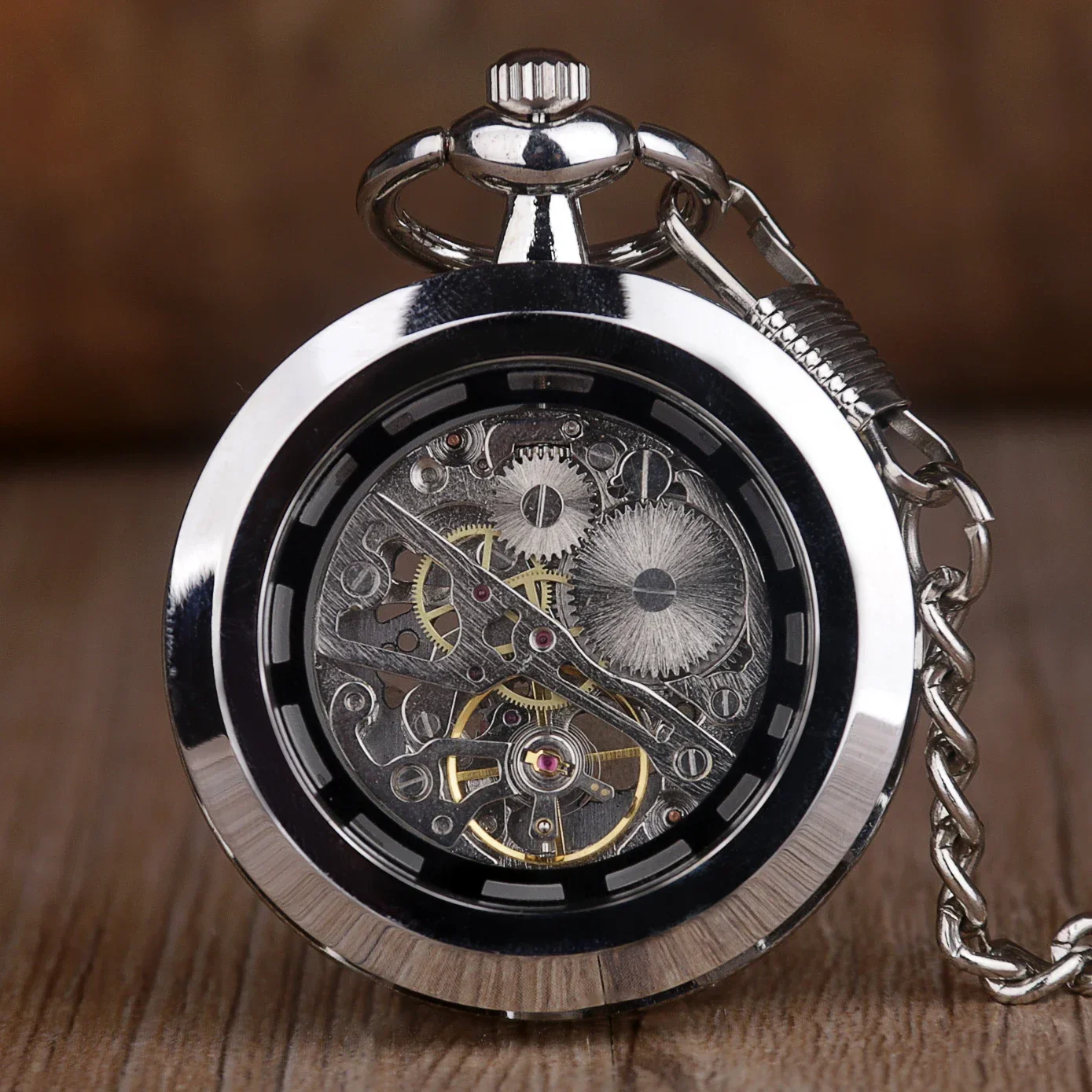 Skeletonized Mechanical Pocket Watch