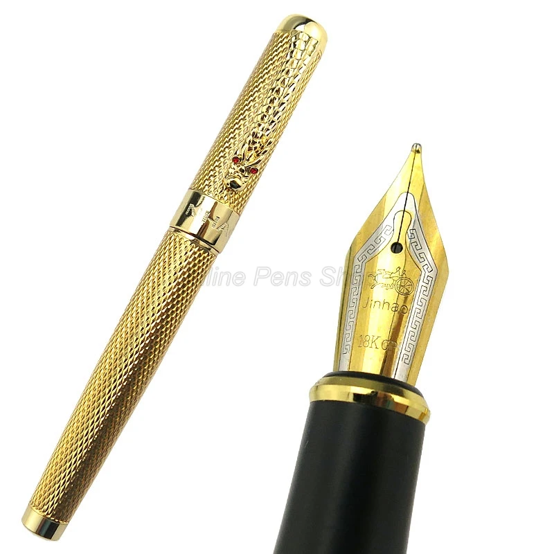 Jinhao 1200 Metal Golden Mesh Dragon Clip Fountain Pen 0.7mm Medium Nib Professional Office Stationery Writing Accessory