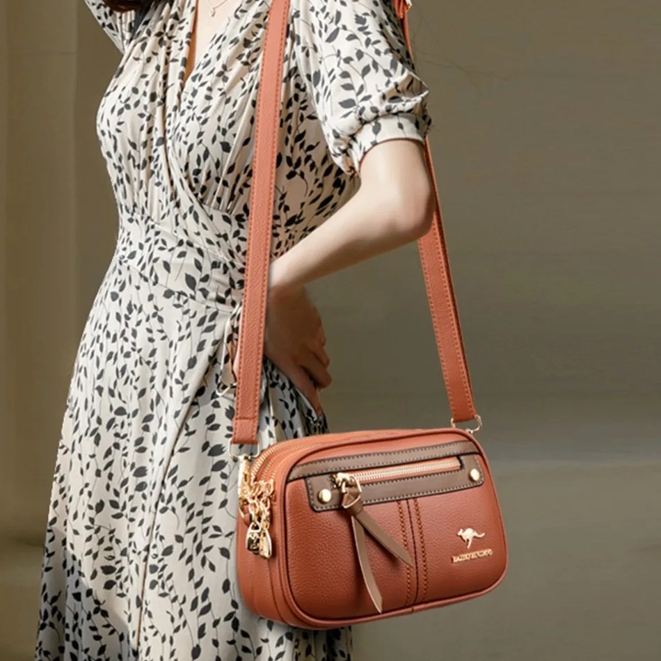 Genuine 3 layers Leather Purses and Handbags for Women Hot Luxury Designer Shoulder Crossbody Bag Ladies Messenger Tote Bags