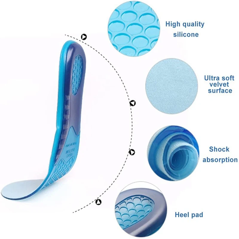 Gel Insole Silicone Orthopedic Man Women Anti-Shock Shoe Inserts Arch Support Flat Foot Cushion Insoles for Feet_voghion.com