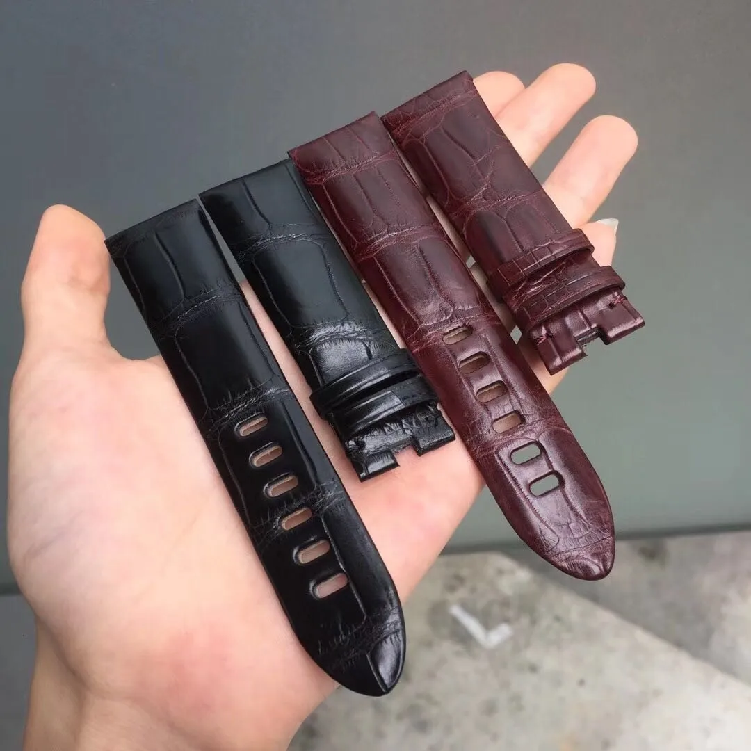 Pesno Suitable for LV Tambour Crocodile Leather Watchstrap Black Dark Brown  Men Watch Band Watch Accessories - AliExpress