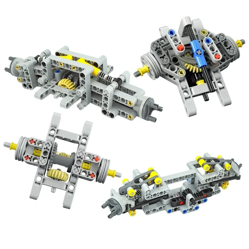 MOC 기술 타이어 휠 허브 DIY 벽돌 자동차 트럭 44309 92402 32019 + 86652 건설 빌딩 블록 호환 기술 부품