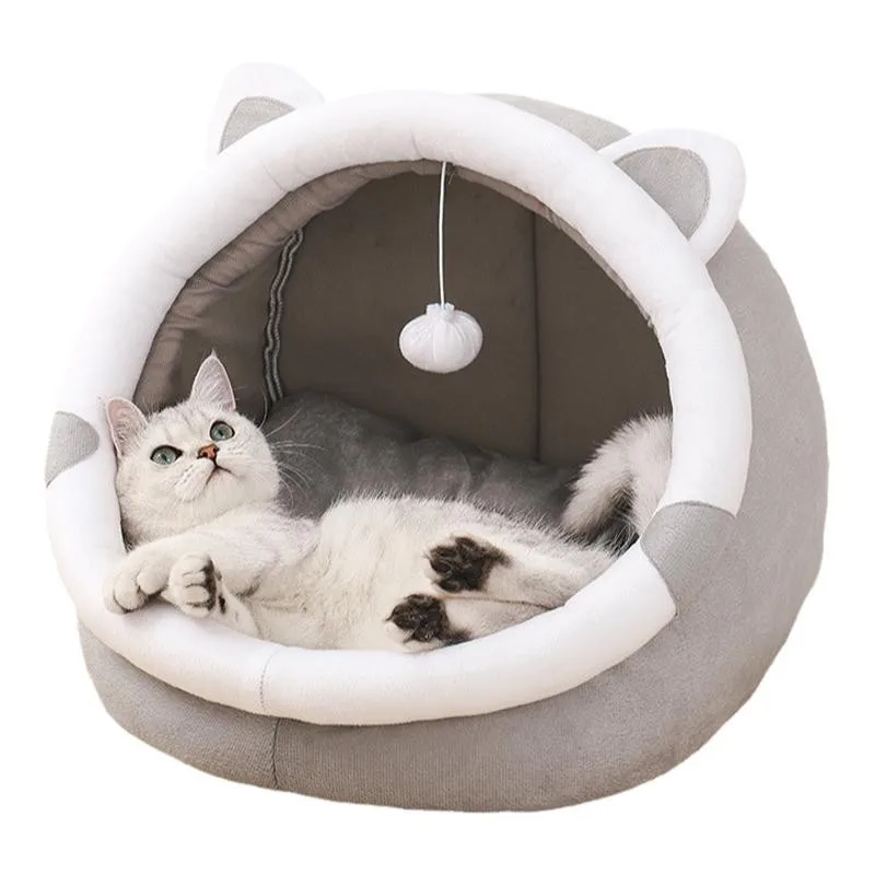 Panier Lit Grotte Pour Chat/chien – Fermé, Doux, Avec Poignée, 40x34x32 Cm, Chaud Pour L’hiver