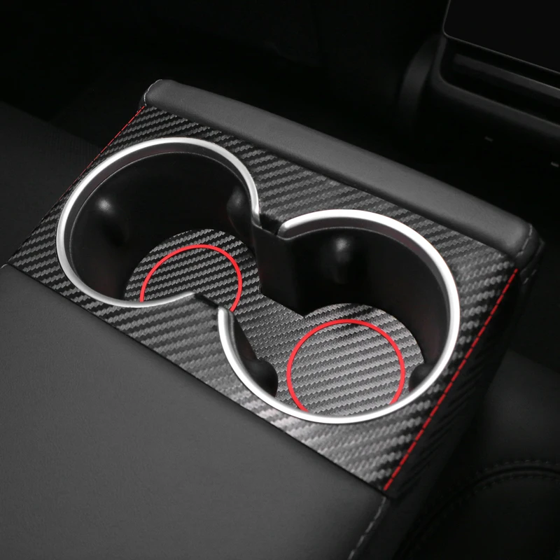 테슬라 모델 3 하이랜드 2023 2024 탄소 섬유 스티커 컵 거치대 패널 트림 프레임 매트 코스터, 자동차 인테리어 액세서리