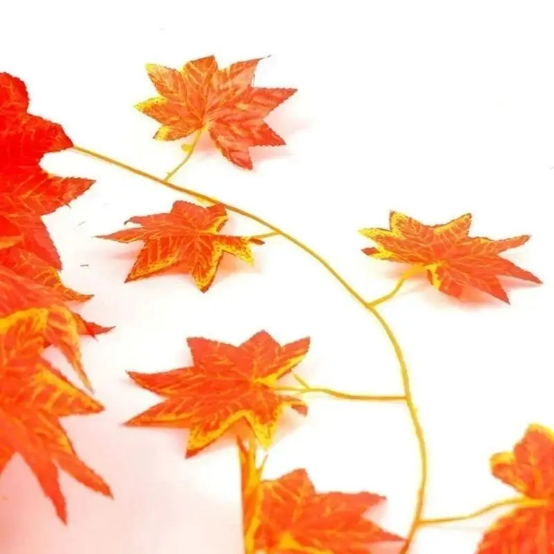 2.3M Simulated Red Maple Leaf Vine Halloween Decoration Autumn Maple Leaf Wreath Christmas And Thanksgiving Maple Leaf Ornament