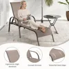2 Pieces Outdoor Patio Lounge Chair Chaise Fabric with Adjustable Reclining Armrest, Adjustable Outdoor Chaise 6