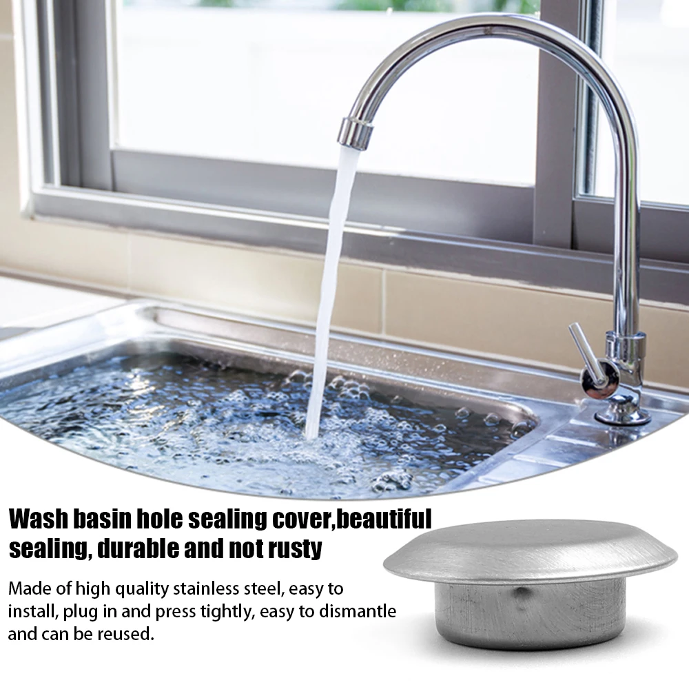 Faucet Hole Cover Stainless Steel Water Blanking Plug Stopper for Washbasin Sink Tap Anti-leakage Kitchen Drainage Sealing Cover
