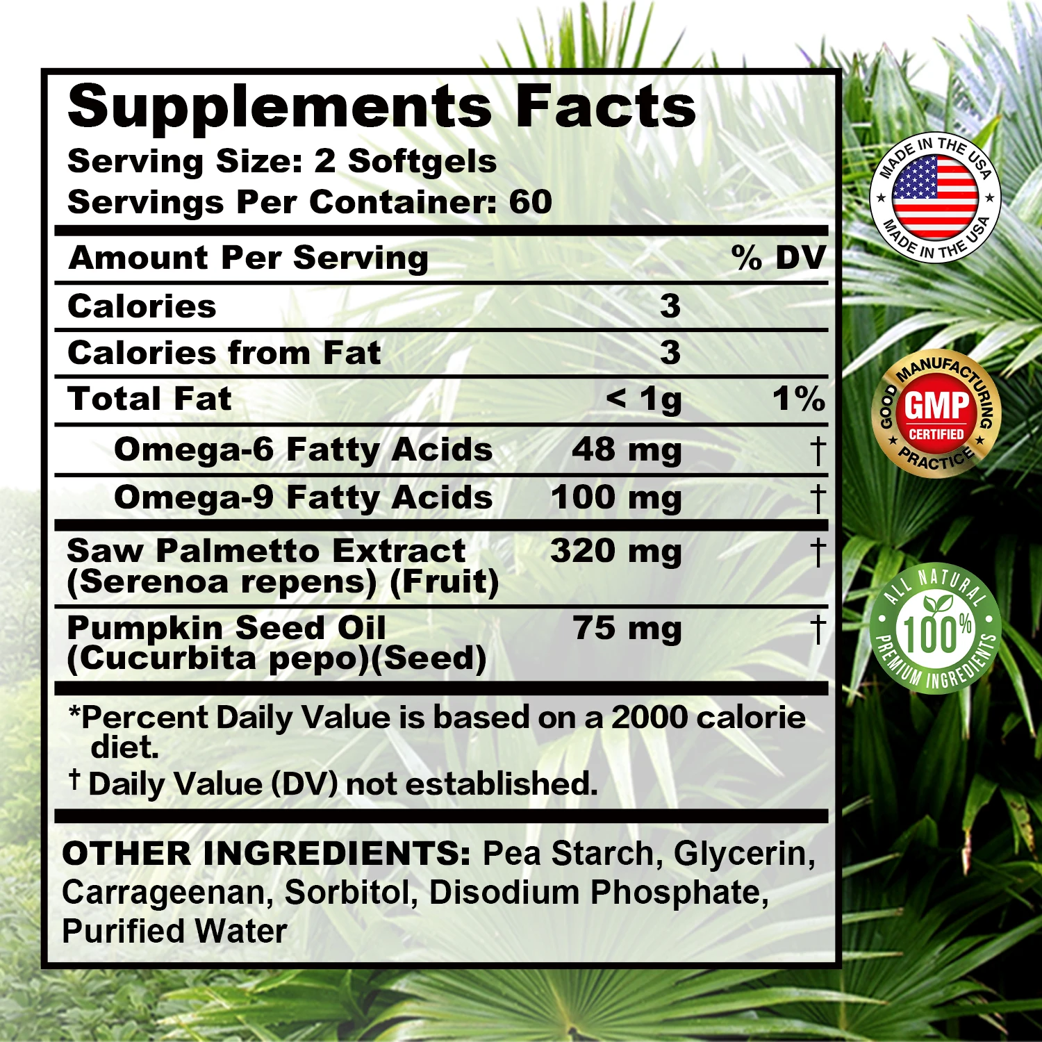 Saw Palmetto-Male Prostate and Reproductive Health Reducing Baldness and Hair Thinning
