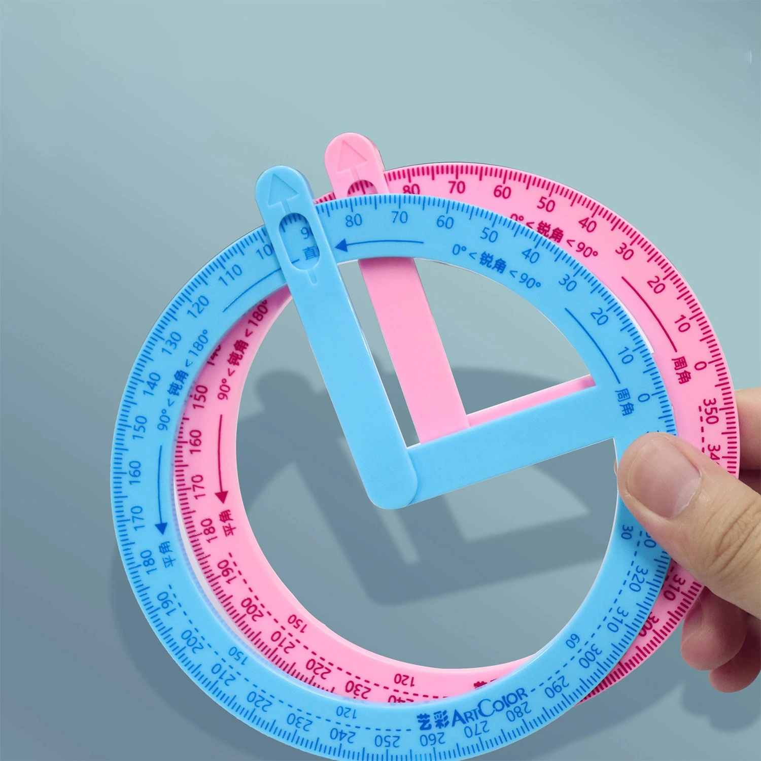 360 Degree Activity Protractor Student Angle Reader Teaching Aids Right Angle and Acute Drawing Stationery 1pc
