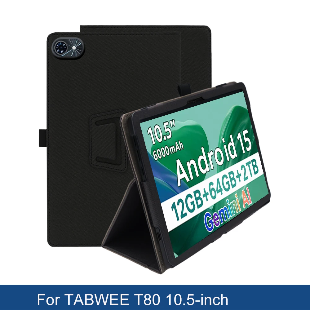 Ultra Slim PU Leather Tablet Case with Folding Stand, Pencil Holder, and Wrist Strap