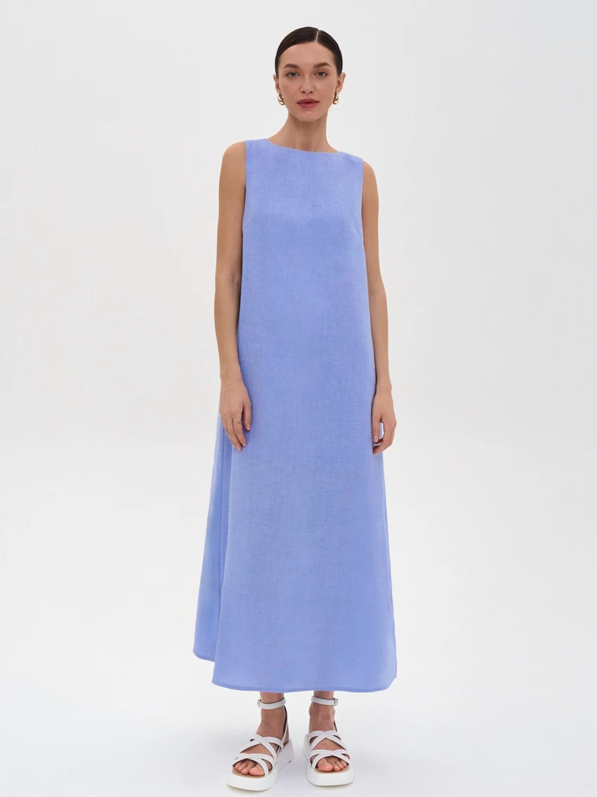 Marthaqiqi Loose Home Clothes Women O-Neck Pyjamas Sleeveless Nightie Tank Tops Nightgown Ankle-Length Dress Casual Femme Pajama